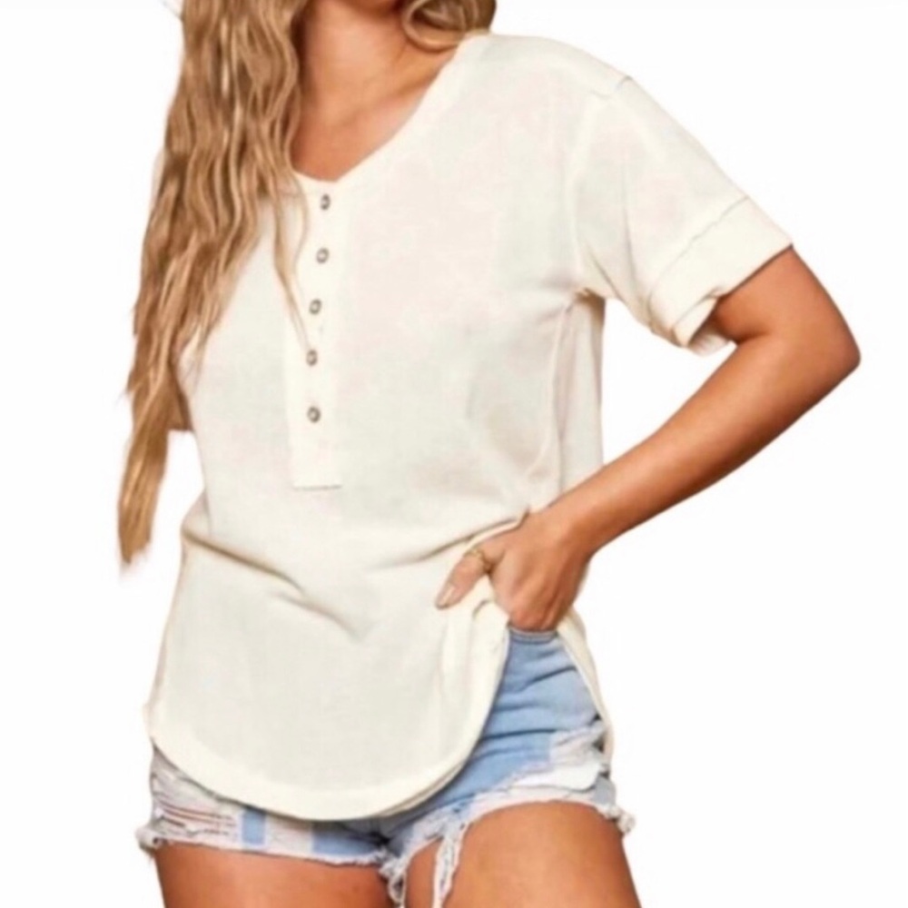 NWT Faherty Allandria Henley White Top